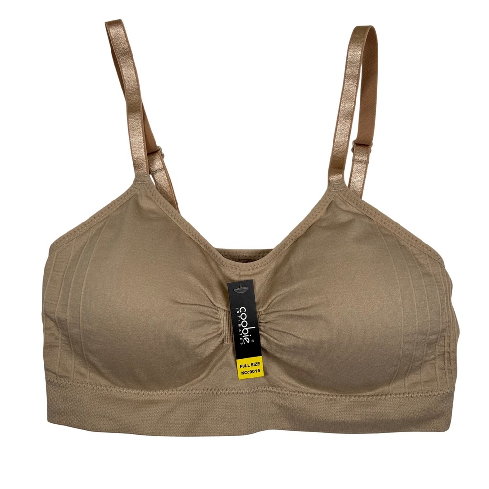 Coobie Lace Back Bra Wireless Comfort Full Size Beige 9015 NWT Fits 38A to 42DD